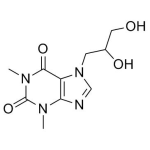 Chemical structure of Diprophylline (CAS 479-18-5), a xanthine derivative bronchodilator used for asthma and COPD treatment, supplied by Haitianbio